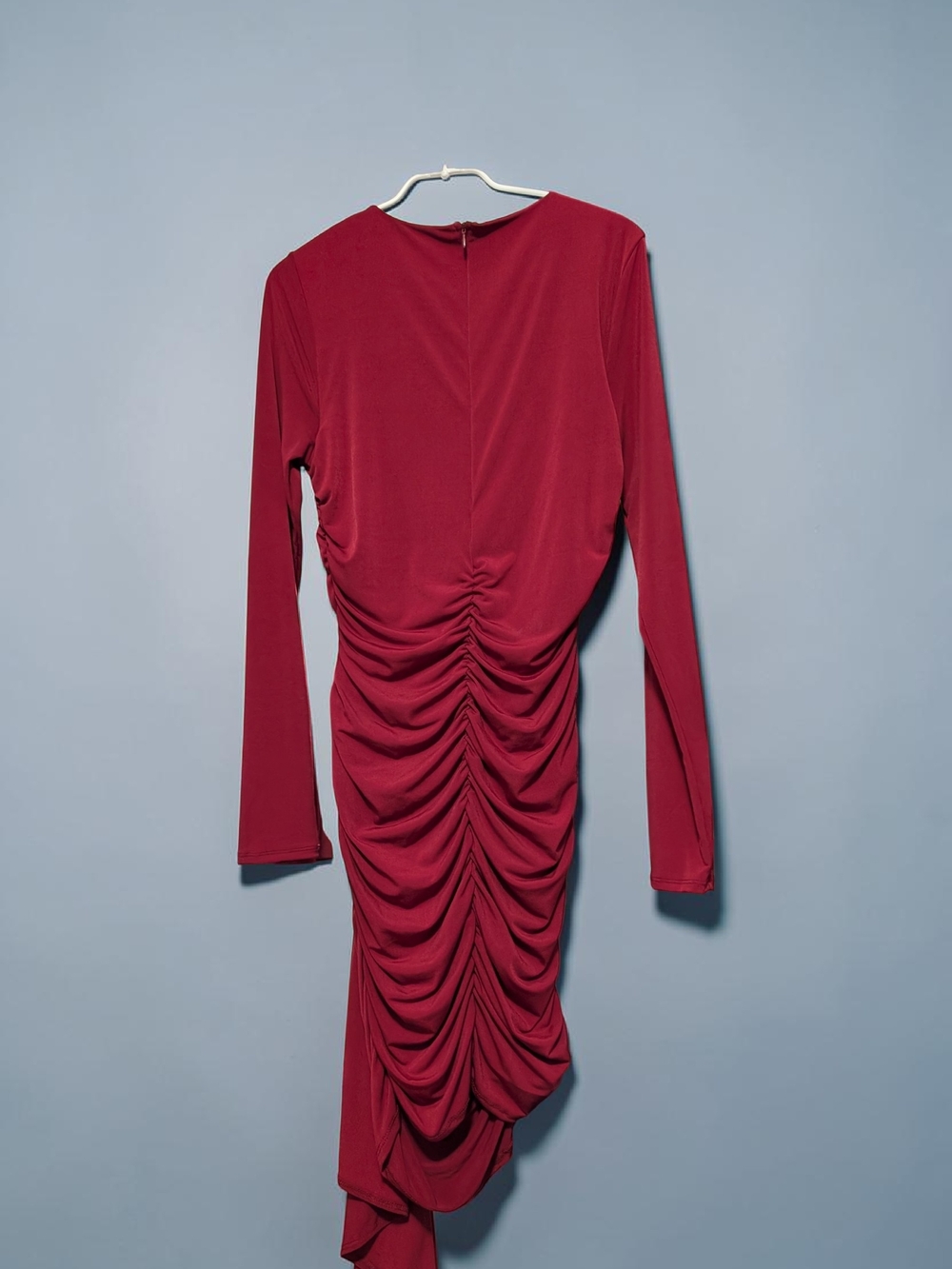 Fashion Nova Stella Ruched Long Sleeve Mini Dress - Burgundy (1X) (NWOT) - Picture 10 of 10